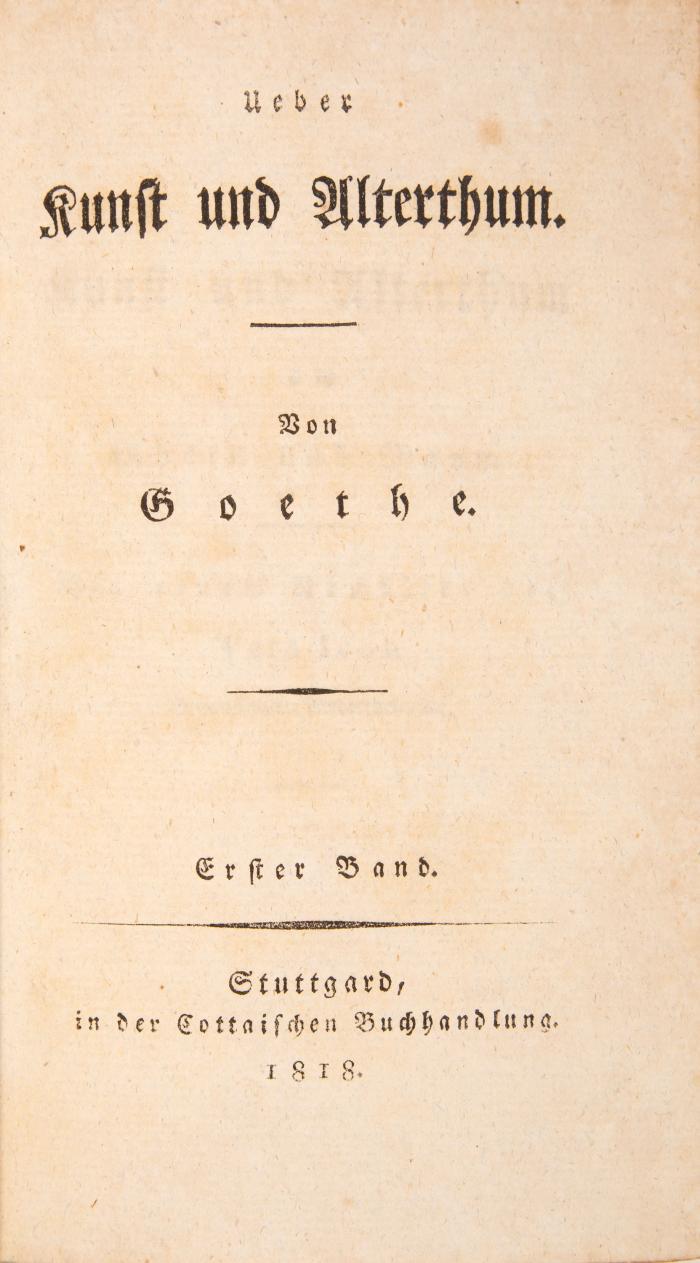 Ueber Kunst und Altertum. Bde. 1-5 (von 6).