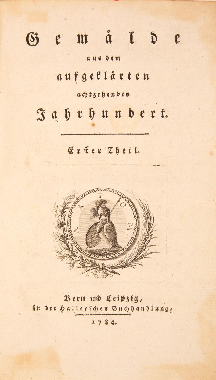Gemälde aus dem aufgeklärten achtzehnten Jahrhundert. 2 Tle. in 1 Bd.