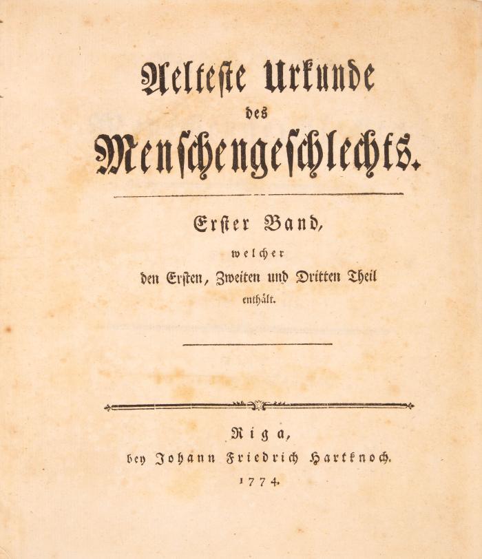 Aelteste Urkunde des Menschengeschlechts. 4 Tle. in 2 Bdn.