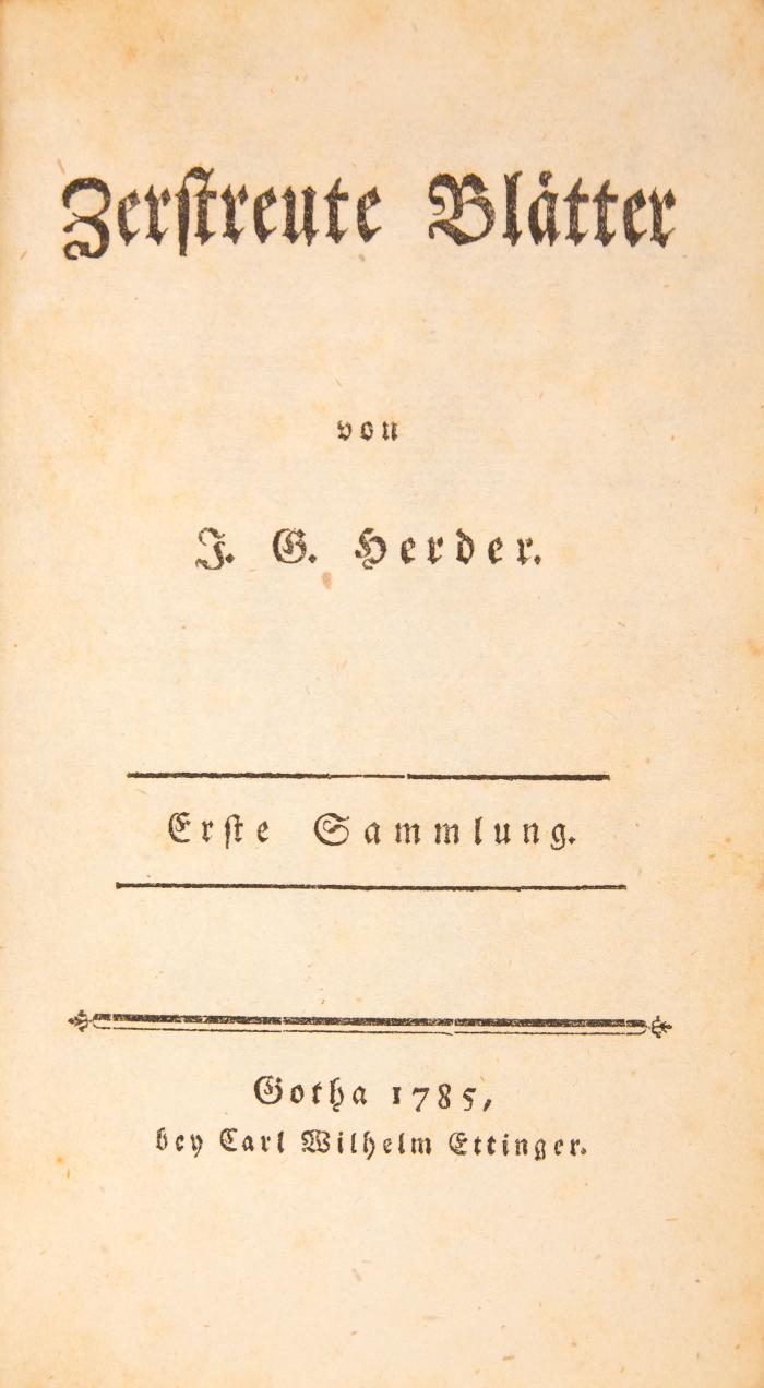 Zerstreute Sammlung. Erste (- Sechste) Sammlung. 6 Bände.