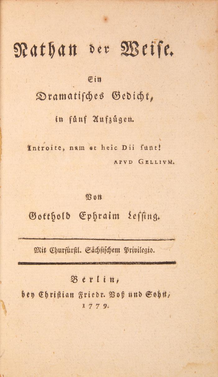 Nathan der Weise. Ein dramatisches Gedicht in fünf Aufzügen.