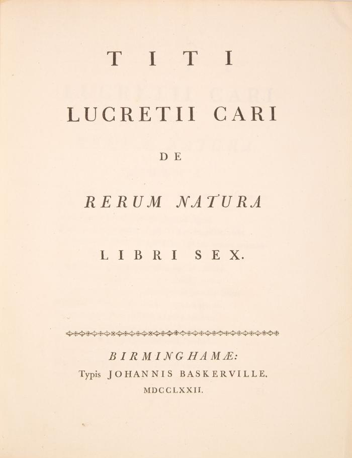 De rerum natura libri sex.