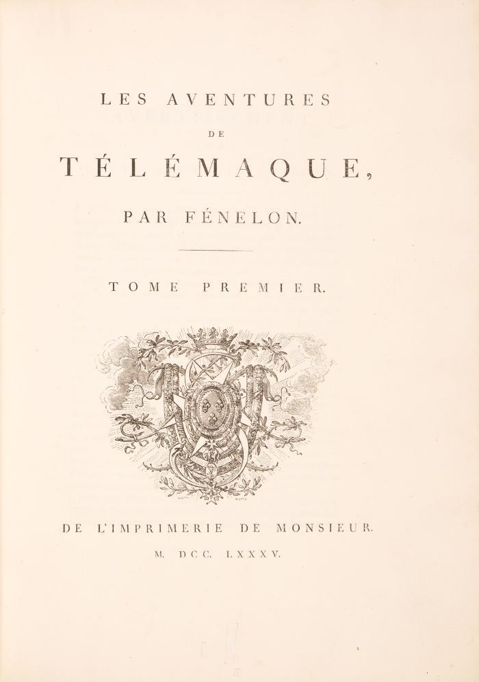 Les aventures de Télémaque, fils d'Ulysse. 2 Bde. Paris: Imprimerie de Monsieur 1785.