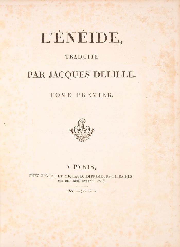 Aeneis - L'Énéide. Lateinischer Text und französische Übersetzung (en vers français avec des remarques sur les principales beautés du texte) von Jacques Delille. 4 Bde.