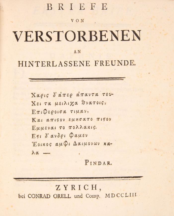 (Wieland, Christoph Martin): Briefe von Verstorbenen an hinterlassene Freunde.