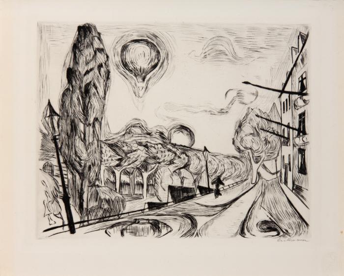 Landschaft mit Ballon (Blatt 14 aus: Gesichter)