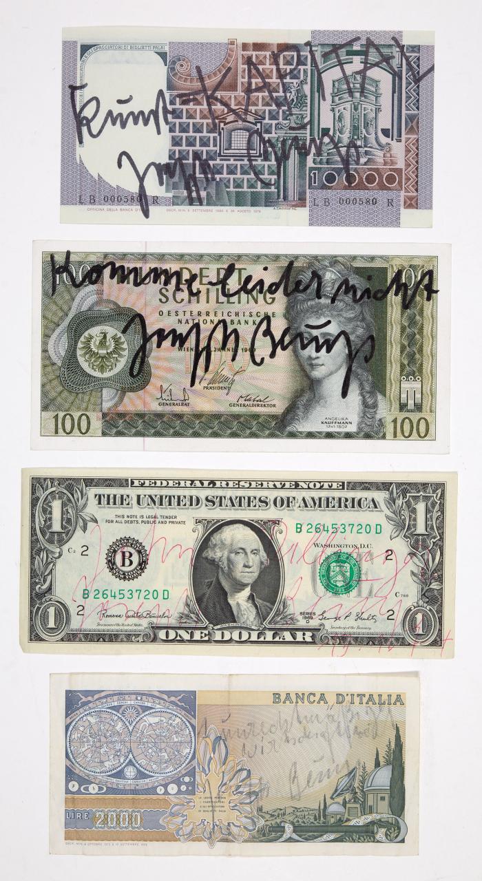 Ohne Titel (Dollarnoten / Kunst-KAPITAL / Schilling)