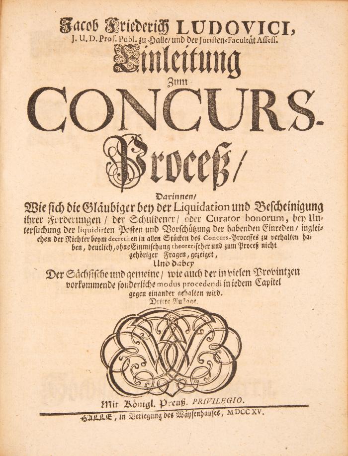 Ludovici, Jacob Friedrich. - Sammelband mit 6 juristischen Schriften.