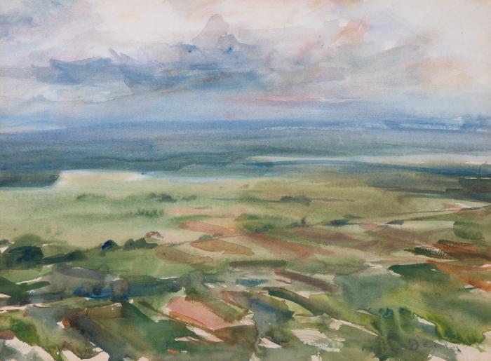Aus der Südpfalz: Blick in die Rheinebene / 2 Kuhstudien