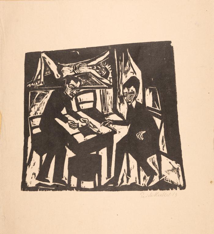 Zwei Männer am Tisch (Zu: Der Idiot von Dostojewski, 2. Fassung)