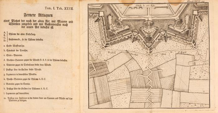 Vauban, (Sébastien le Prestre de): Der Angriff und die Vertheidigung der Festungen. 2 Teile in 1 Band. Berlin: C. S. Bergemann 1744.
