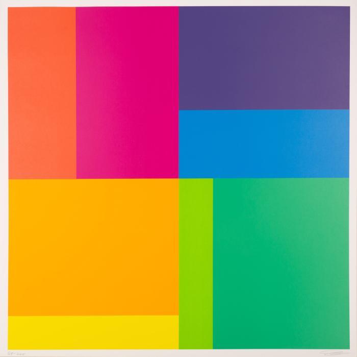 Bewegung von acht Farben um eine Achse