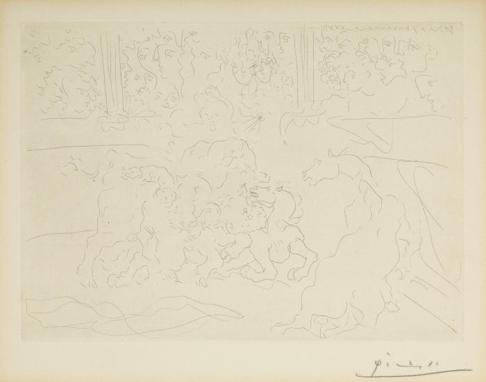 Taureau et chevaux dans l'Arène (aus: Suite Vollard)