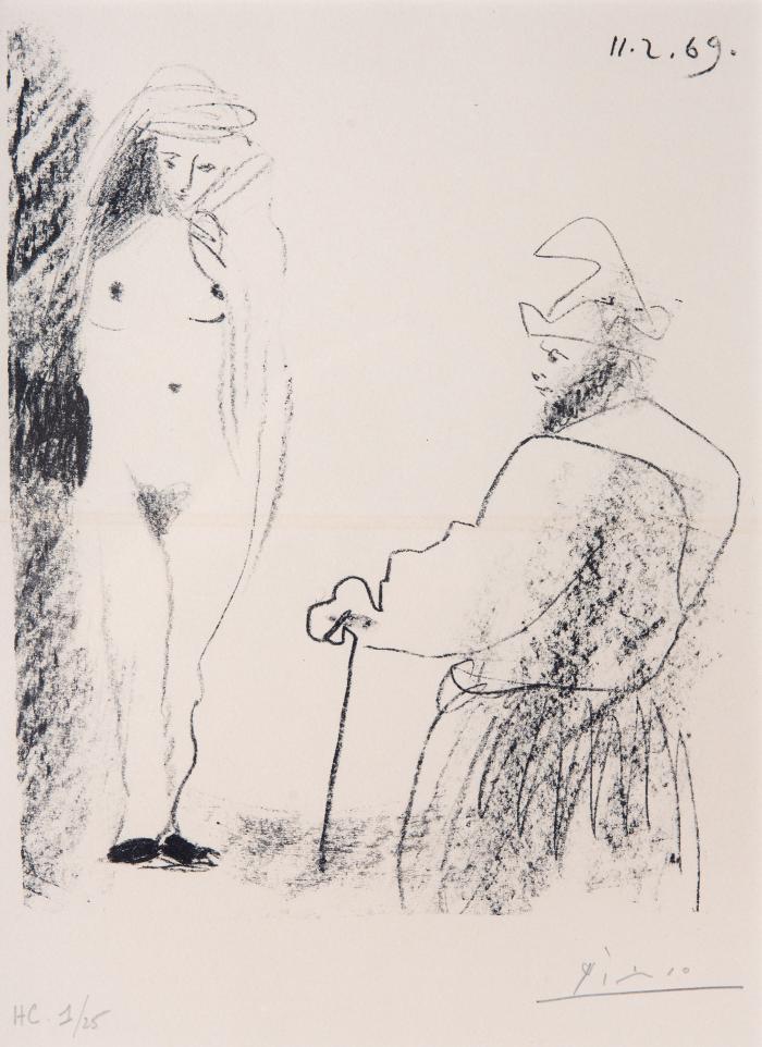 Femme nue et Homme à la Canne (Aus: Charles Feld / Dessins 27.3.66 - 15.3.68)