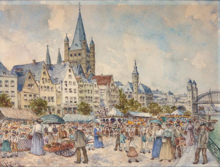 Kirmes in Köln - Am Alten Ufer 1938 / Obstbude auf dem Alter Markt