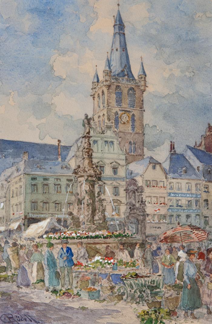 Am alten Hauptmarkt in Trier / Die Römerbrücke (Alte Moselbrücke) /Straßenszene in Trier 1925