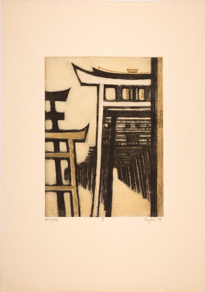 OTTO EGLAU
Japan Hongkong. Mappe mit 10 OrRadierungen. Darmstadt: Wissenschaftliche Buchgesellschaft 1964.