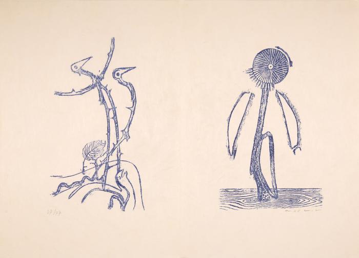 MAX ERNST
JEAN TARDIEU: 24 Frottagen. Mit einem Text von Jean Tardieu „Déserts plissés“. Zürich: Edition Hans Bolliger 1973.