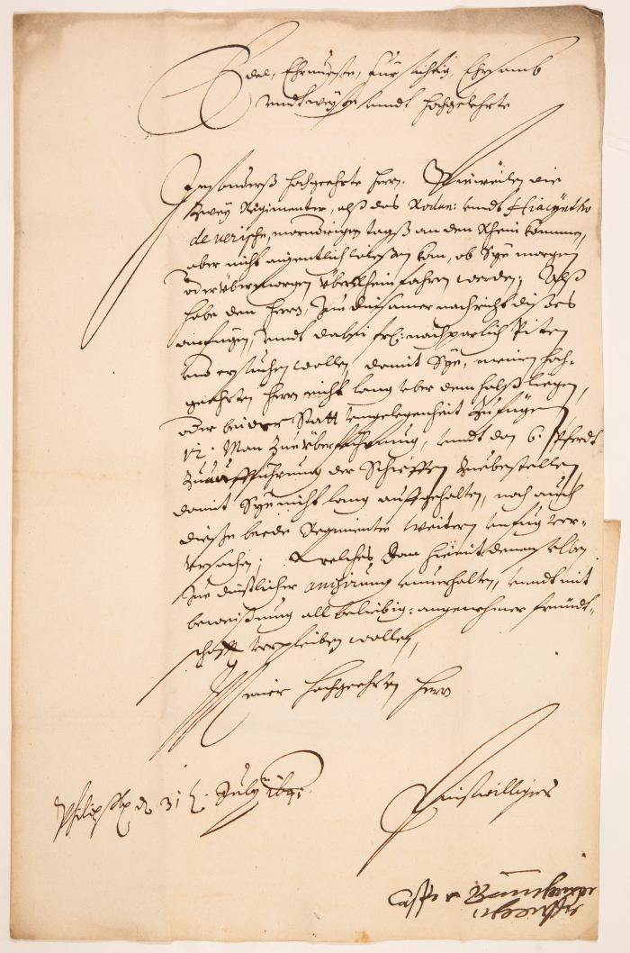 C. Baumberger. Brief mit eigenh. U. Philippsburg, 31.VII.1641.