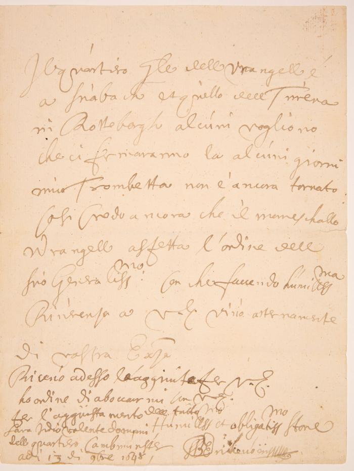 A. v. Enkevort. Eigenh. Brief mit U. Chammünster, 13.XI.1648.