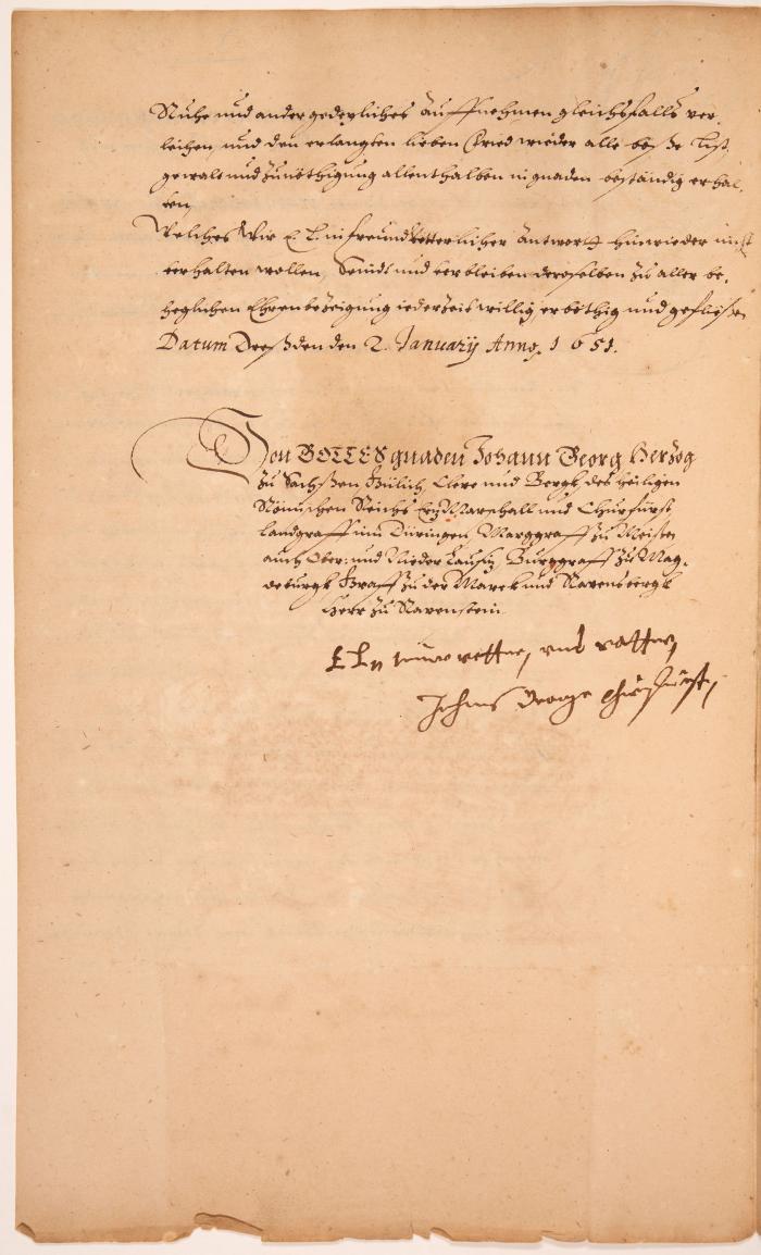 JOHANN GEORG I., KURFÜRST VON SACHSEN (1585 Dresden - 1656 ebd.)