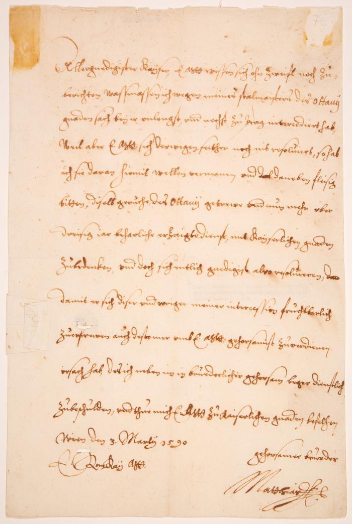MATTHIAS, Kaiser des Heiligen Römischen Reiches und Erzherzog von Österreich (1557 Wien - 1619 ebd.)