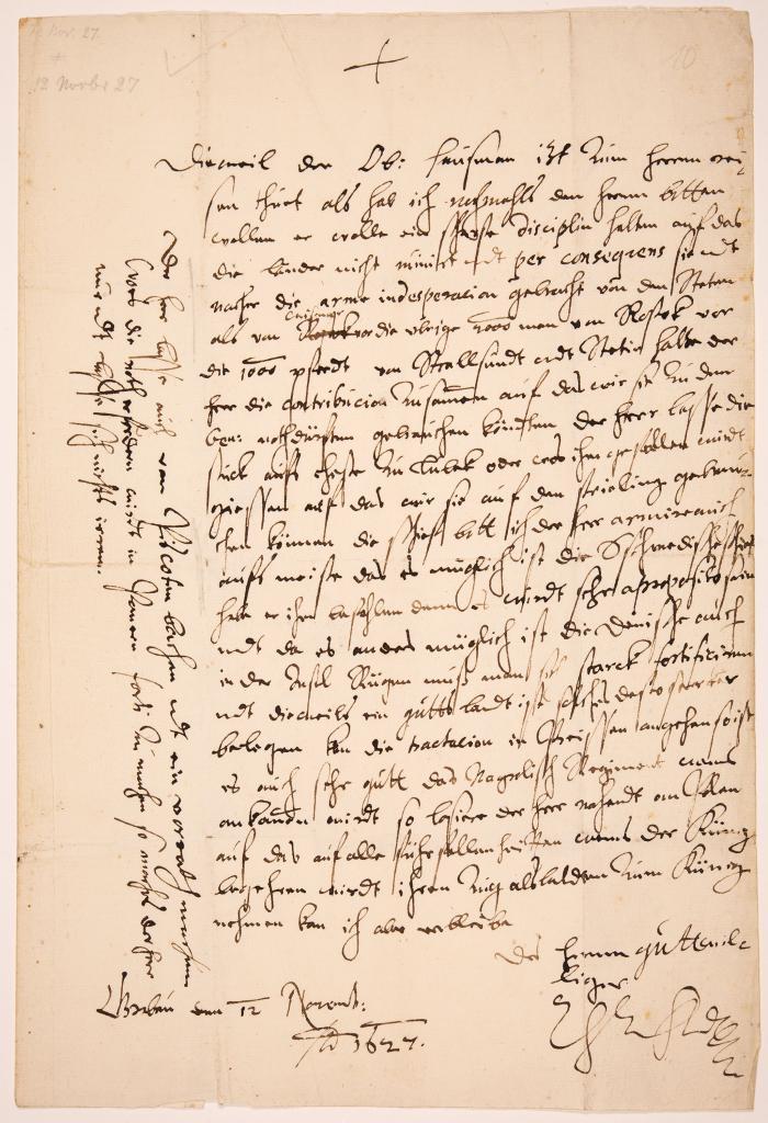A. v. Wallenstein. Eigenh. Brief mit U. Grabow, 12.XI.1627.