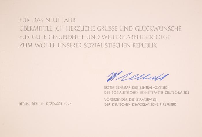 ULBRICHT, WALTER (1893 Leipzig - 1973 Groß Dölln)