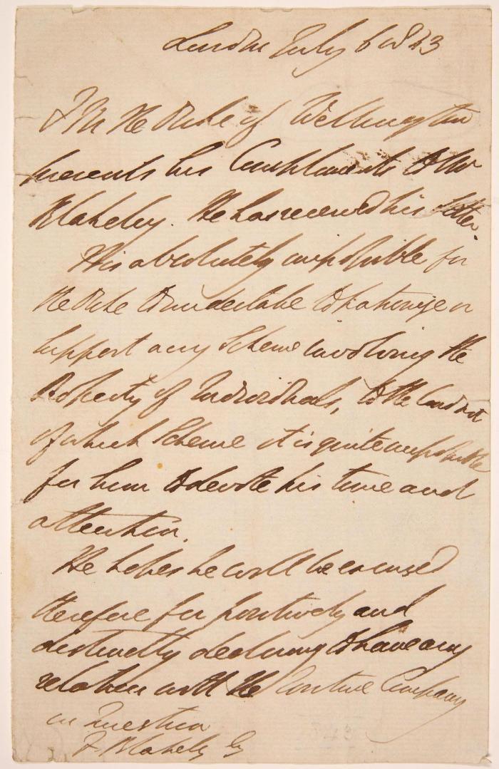 WELLINGTON, ARTHUR WELLESLEY (1769 Dublin - 1852 Walmer Castle)