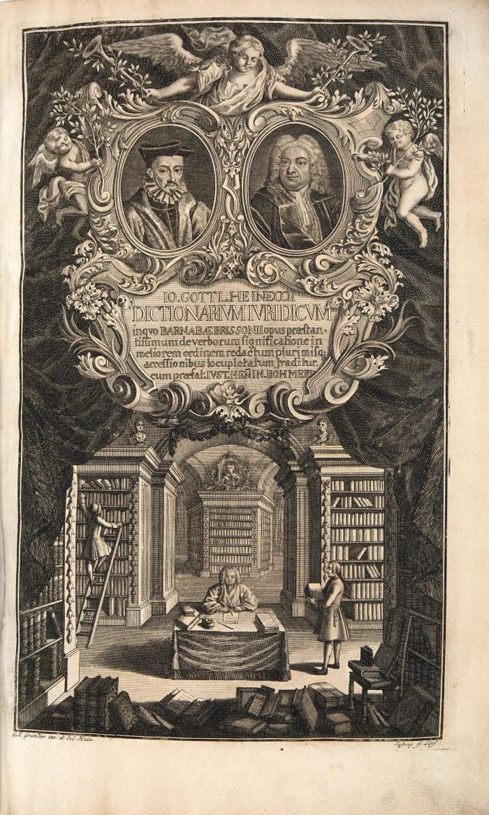 Brissonius, Barnabas (Brisson, Barnabé): De verborum quae ad ius civile pertinent significatione opus ... opera studioque Io. Gottliebii Heinecci ... novae editionis praerogativis Iusti Henningii Böhmeri. 2 Tle. in 1 Bd.