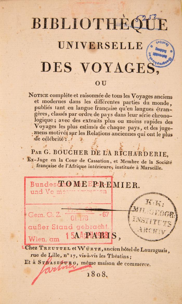 Bibliothèque universelle des voyages. 6 Bde.