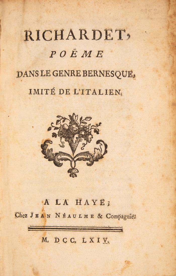 N. Forteguerri, Richardet. Poeme. Den Haag 1764.