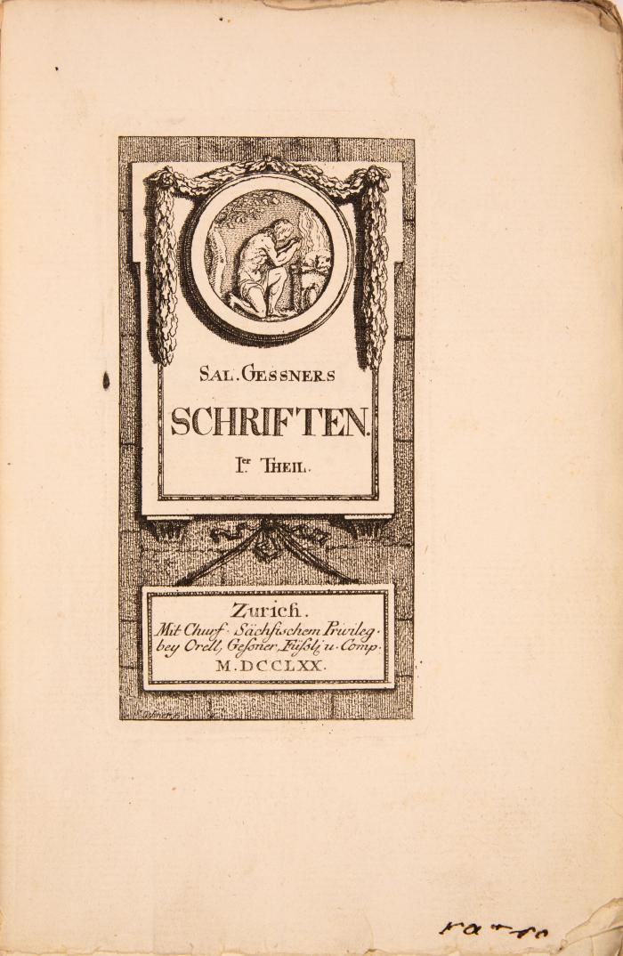 Gessner, Salomon: Schriften. 5 Bände. Zürich: Orell, Gessner, Füßli und Comp. 1770-1772. 18,5 x 12 cm.