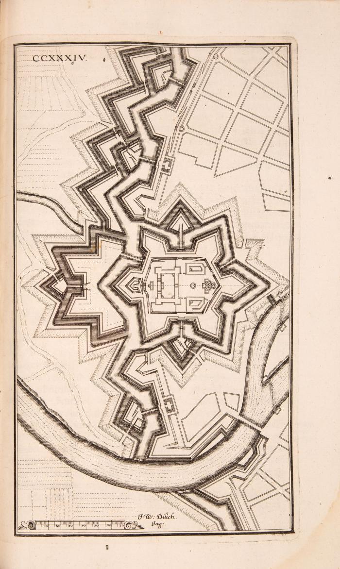 Dilich, Wilhelm: Peribologia oder Bericht Wilhelmi Dilichy Hist: Von Vestungs gebewen. 2 Teile (Text u. Tafeln) in einem Band. - Dazu: Dublette vom 1. Teil. Nur Tafelband I.