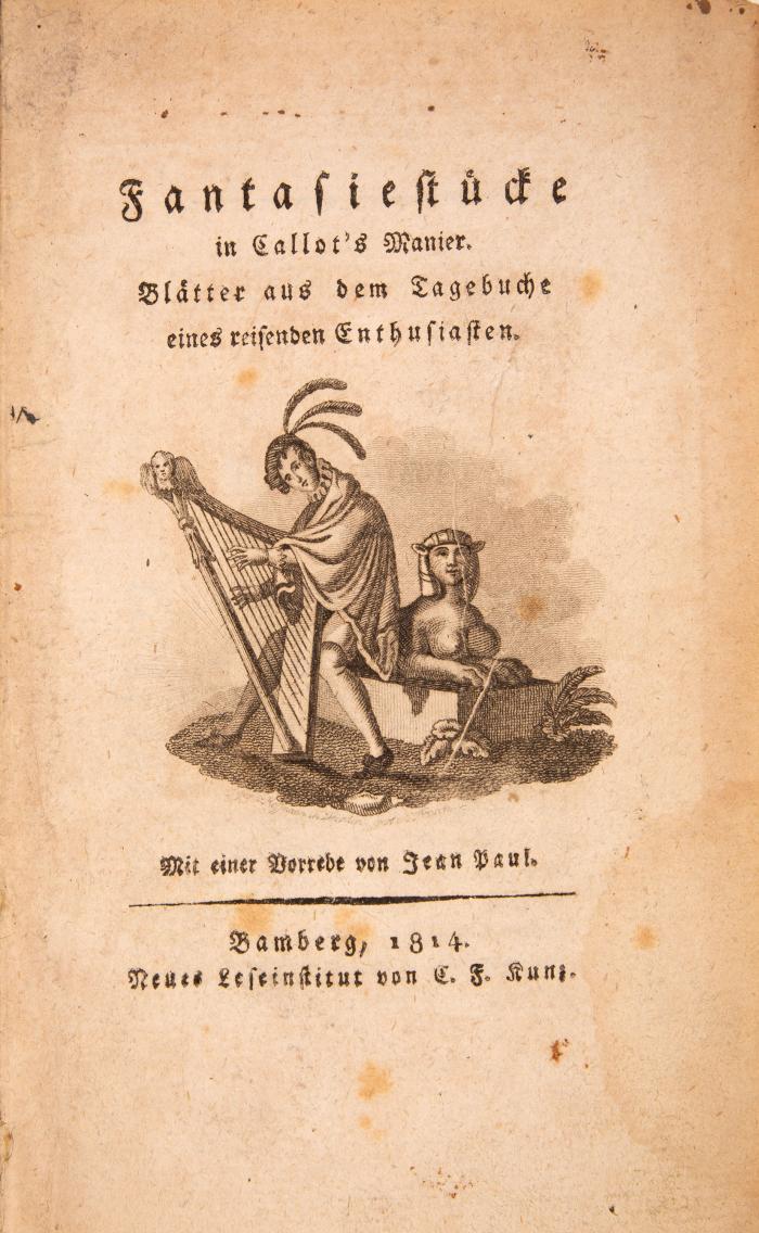E.T.A. Hoffmann, Fantasiestücke in Callot's Manier. 4 Tle. in 2 Bdn. Bamberg 1814.