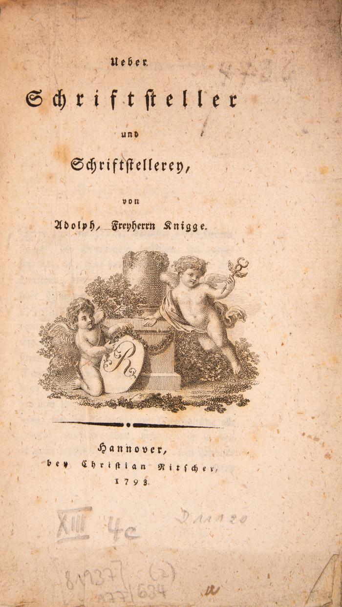 2 Werke in 2 Bdn. Hannover: Christian Ritscher 1793. Beide ca. 19 x 11 cm. Interimsumschläge. - Breitrandige, unbeschnittene Exemplare in ersten Ausgaben.