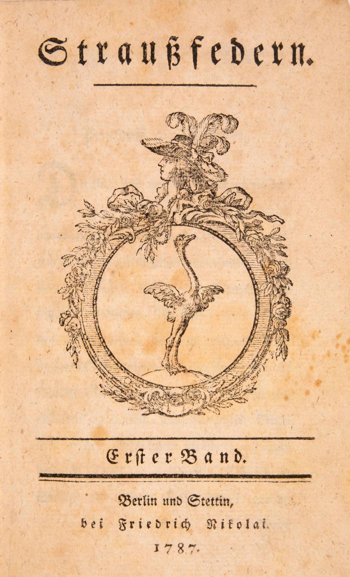 Straußfedern. Hrsg. von J. K. A. Musäus u.a,  8 in 4 Bdn. Berlin u. a. 1787-1798.