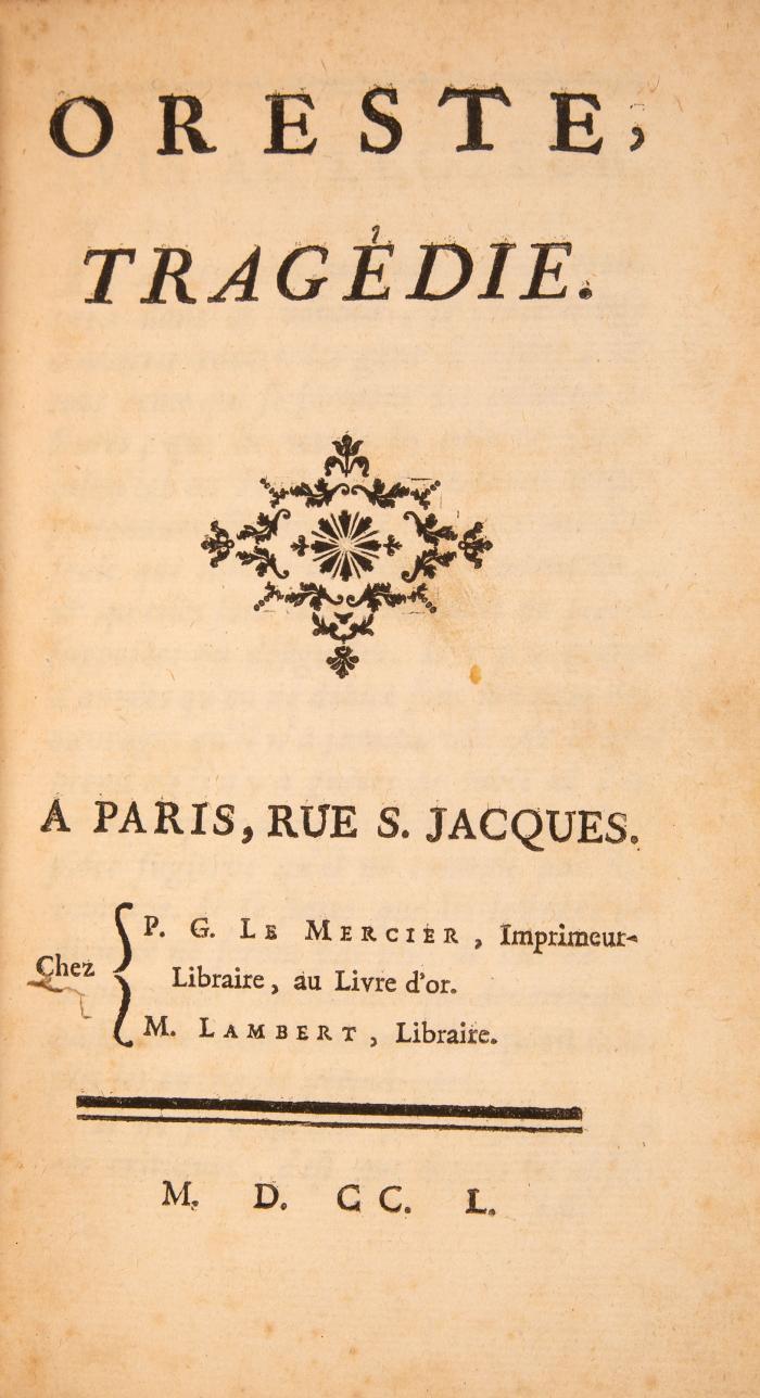 Oreste, Tragédie.