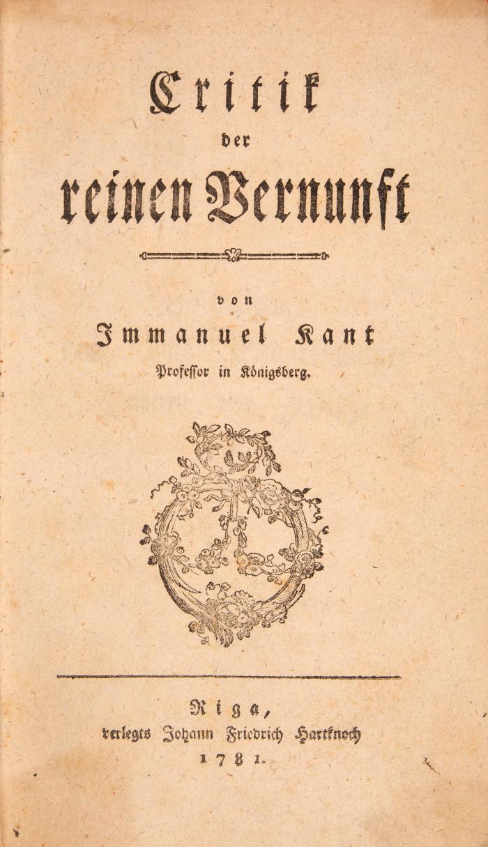 Critik der reinen Vernunft.