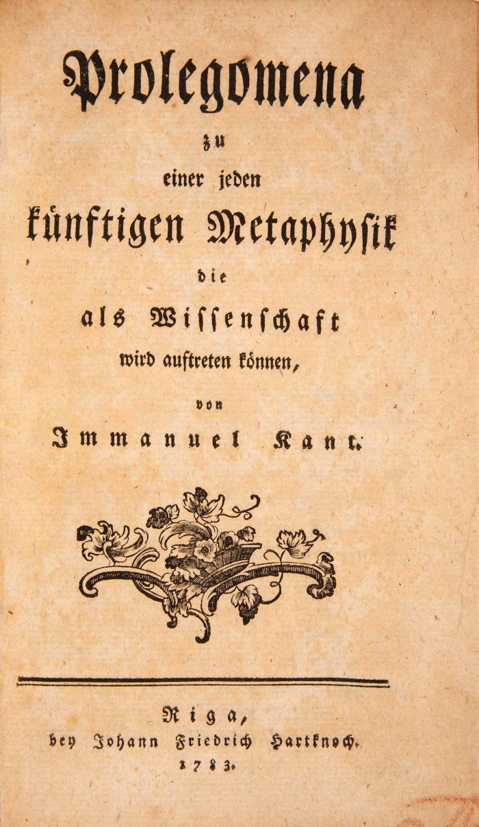 Prolegomena zu einer jeden künftigen Metaphysik die als Wissenschaft wird auftreten können.