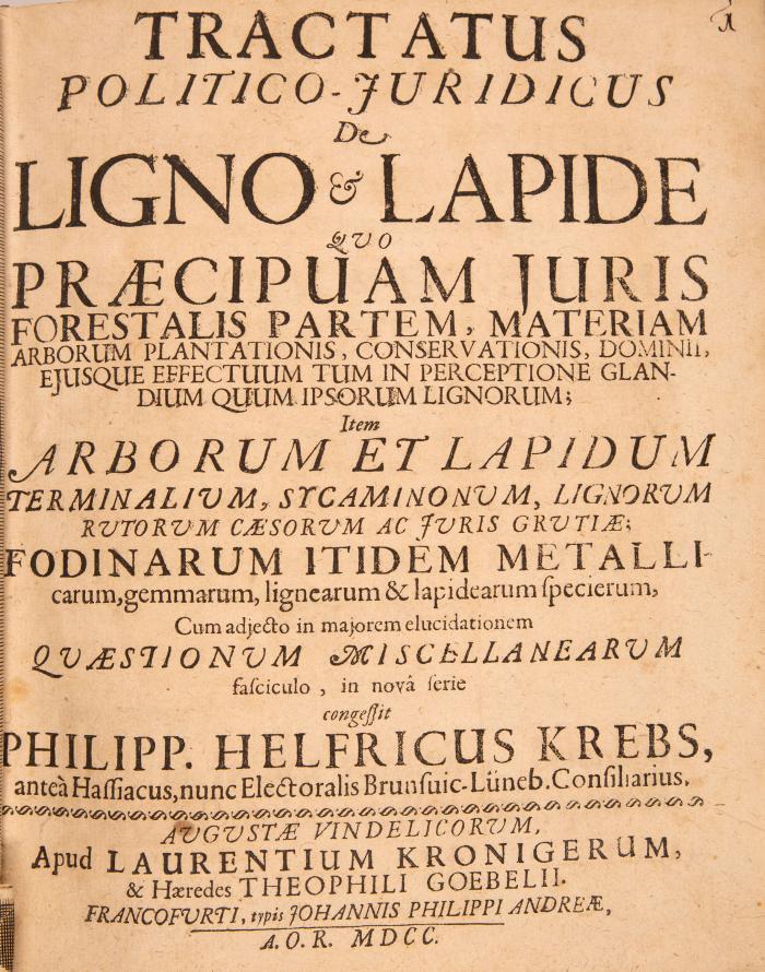 Tractatus politico-juridicus de ligno et lapide. 3 Tle. in 1 Bd.