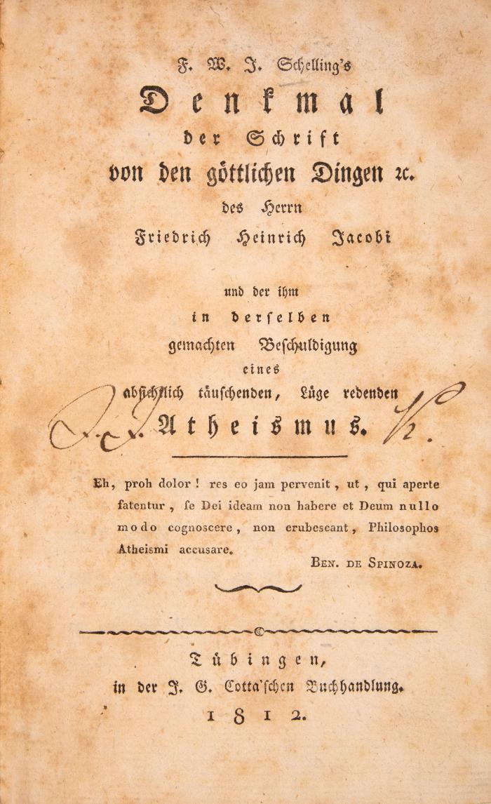 Denkmal der Schrift von den göttlichen Dingen etc. und der ihm in derselben gemachten Beschuldigung eines absichtlich täuschenden, Lüge redenden Atheismus.