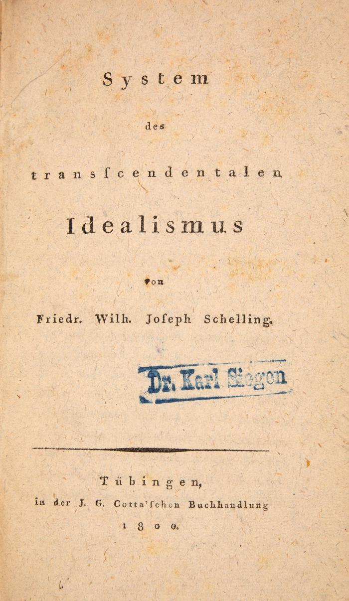 System des transcendentalen Idealismus.