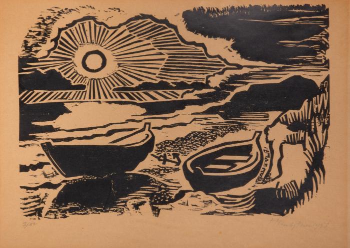 Untergehende Sonne (Ostseestrand, aus: Boettcher-Mappe)