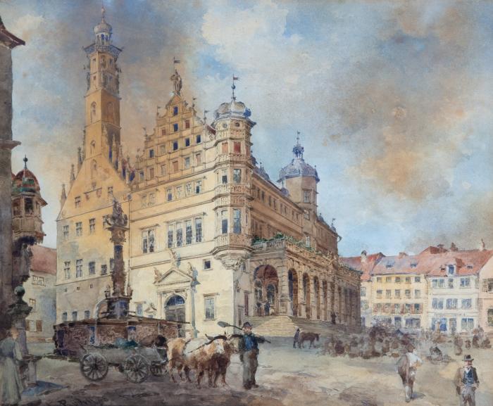 Am Rathaus in Rothenburg