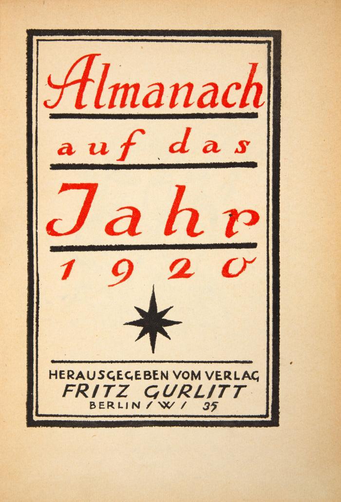 Gurlitt. - Almanach auf das Jahr 1920.