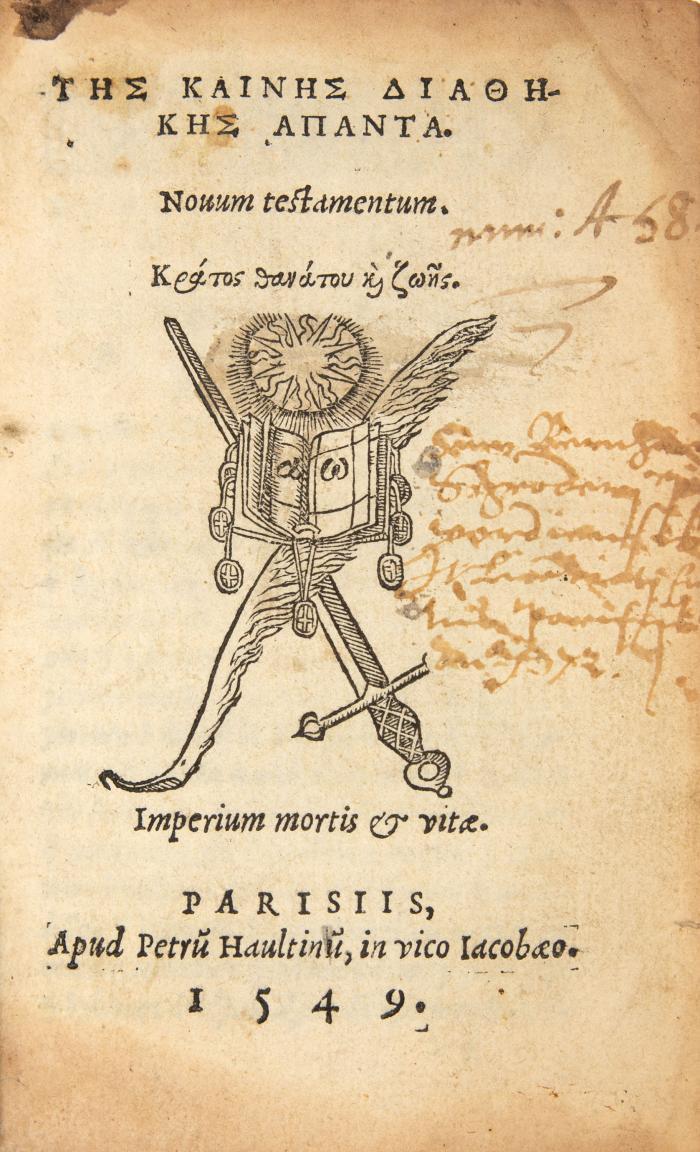 Biblia graeca. - Tes kaines diathekes apanta. Novum testamentum. 2 Tle. in 1 Bd.