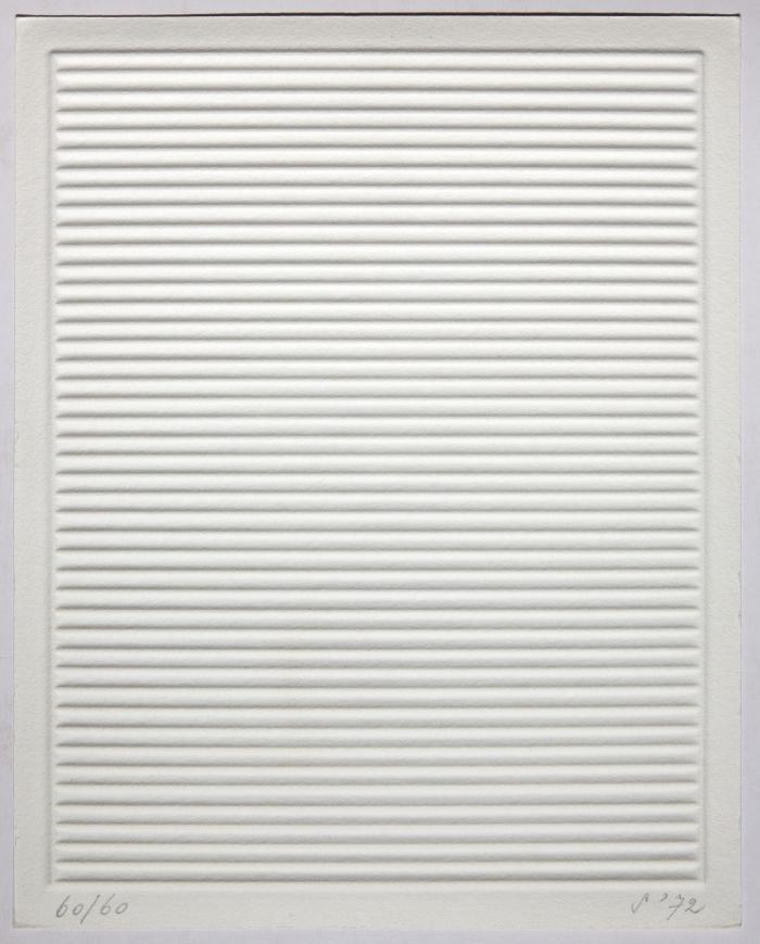 SCHOONHOVEN
Kassettenkatalog zur Ausstellung am 1.3.–9.4.1972, Städtisches Museum Mönchengladbach

Schachtel aus weißem Karton mit schwarzem Aufdruck. 20,5 x 16 x 3 cm.
