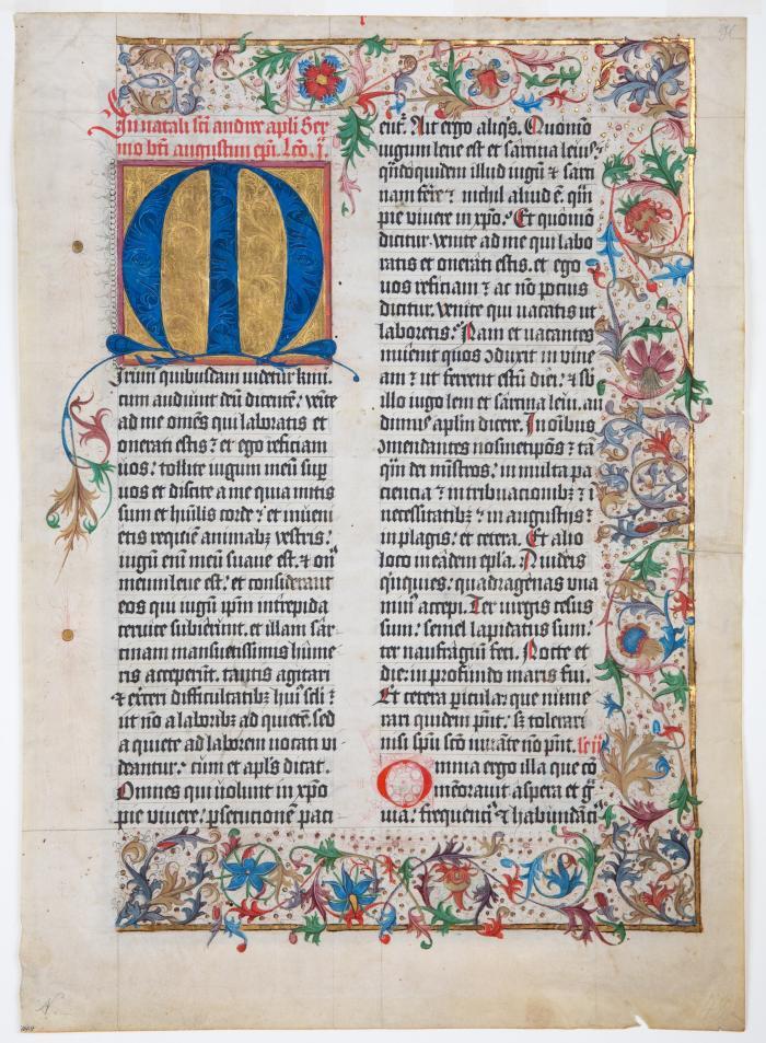 Einzelblatt aus einem Lektionar. Mainz (?), um 1480/90.