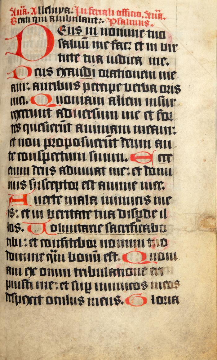 Liber psalmorum. Lateinische Handschrift auf Pergament. 15. Jahrhundert. 30,6 x  20,7 cm.